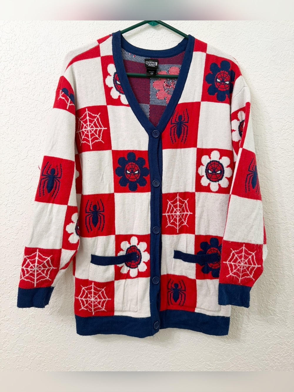 Marvel x BoxLunch  Spider-Man Floral Checkered Women's Cardigan - S